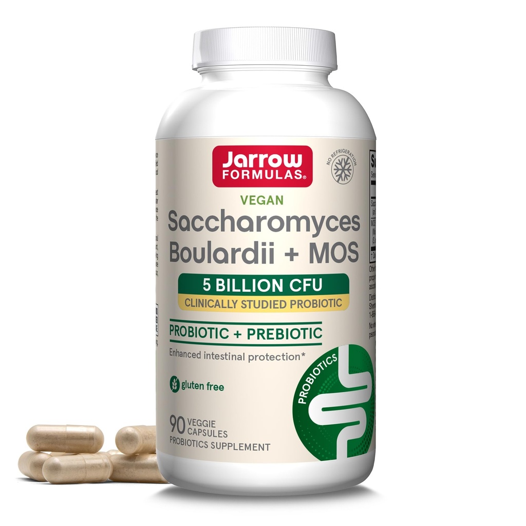 Jarrow Formulas Saccharomyces Boulardii + MOS Probiyotiks for Digestive Health and Intestinal Tract Support - 5 Milyar CFU Per Servis - 90 Gecikmiş Yayın Caps - Probiyotik + Prebiyotik - 90 Servisler