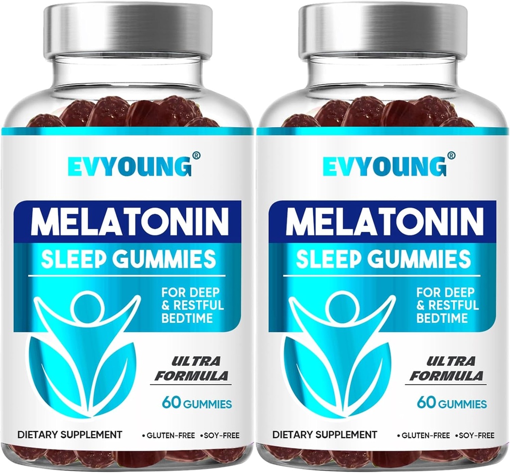 EVYOUNG Melatonin Gummies,Sleep Yetişkinler için Destek,1000 mcg Melatonin 120 Gummiess 60 Day Supply,Supplement for Sleep