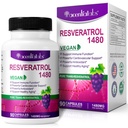 100% Doğal Resveratrol - 1480 mg Oda başına, 90 Veggie Capsules,% 99 Saf Trans-Resveratrol, Sağlıklı Ağlama, Beyin & Kalp Desteği