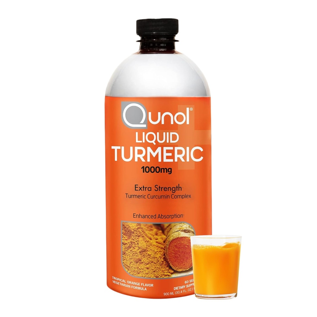 Qunol Liquid Turmeric Curcumin with Black Pepper, Turmeric Supplement 1000mg, Ekstra Güçlü, Ortak Sağlık, 60 Hizmet, 30.4 fl oz