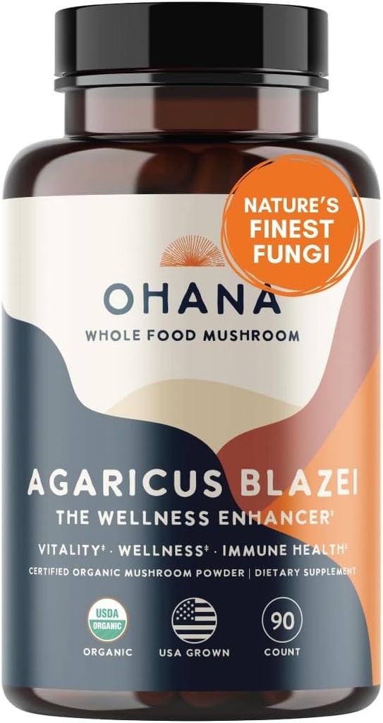 Aloha Medicinals Pure Agaricus Blazei 500 mg 90 Vegetarian Capsules Certified Organic