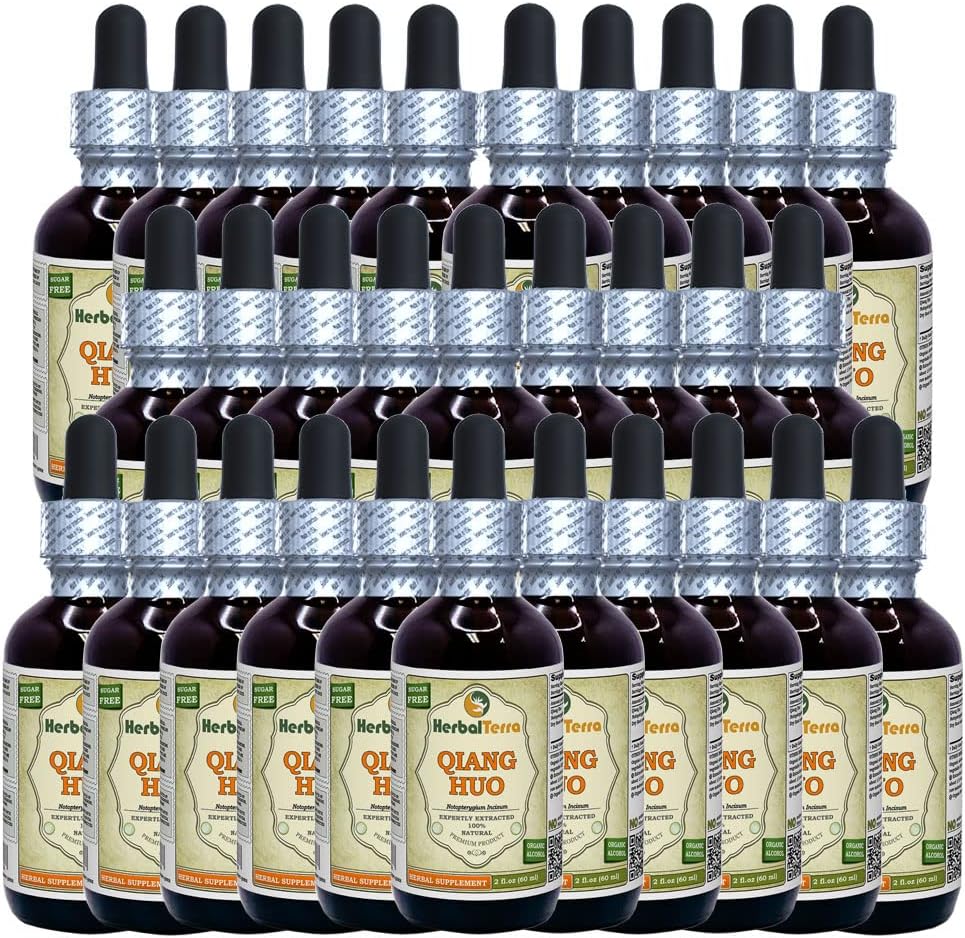 Qiang Huo, Notopterygium (Notopterygium Incisum) Tincture, Dried Root Liquid Extract (Brand Name: HerbalTerra, Proudly Made in USA) 30x2 fl.oz (30x60 ml)