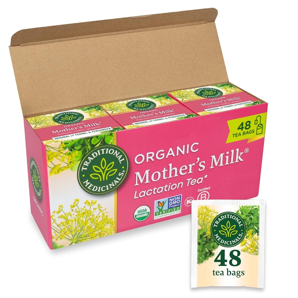 Geleneksel Medicinals Çay, Organik Annenin Sütunu, Sağlıklı Laftasyonu, Emzirme Desteği, 48 Çay Çantası (3 Paket)