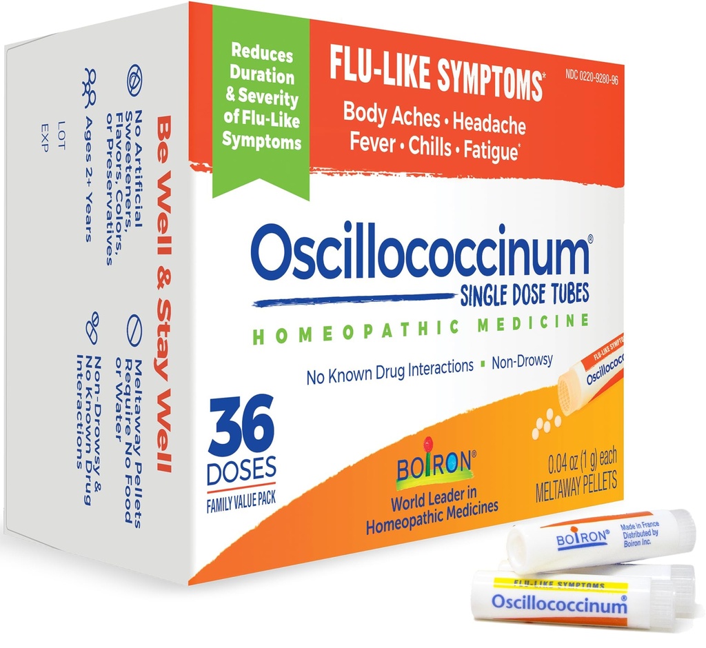 Boiron Oscillococcinum Homeopathic Medicine for flu-Like Belirtiler, Beyaz, 36 Kont