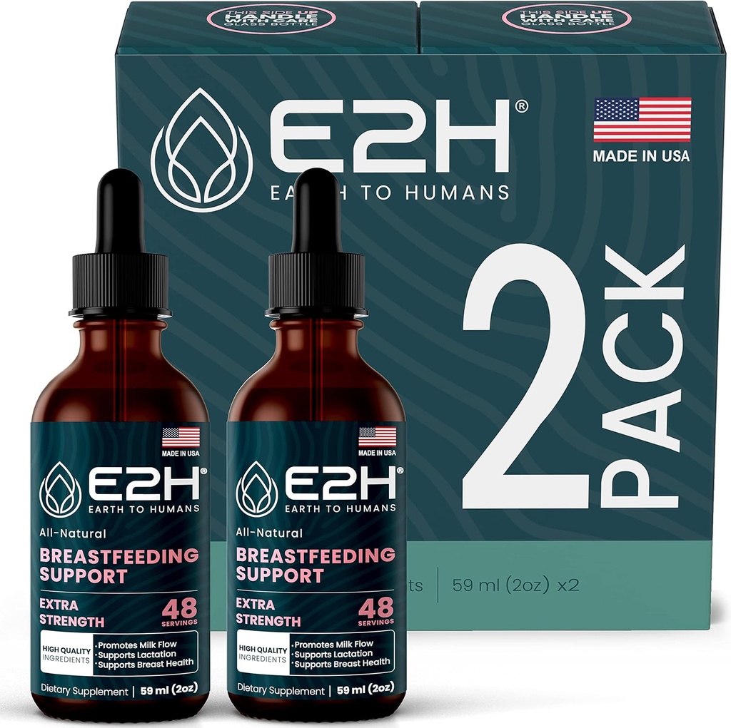 E2H Emzirme Supplement ve Lactation Support - Sıvı Lactation Supplement - Contains Fenugreek, Süt Butle, Fennel ve More - No Alkol - Vegan - (2 Şişe)