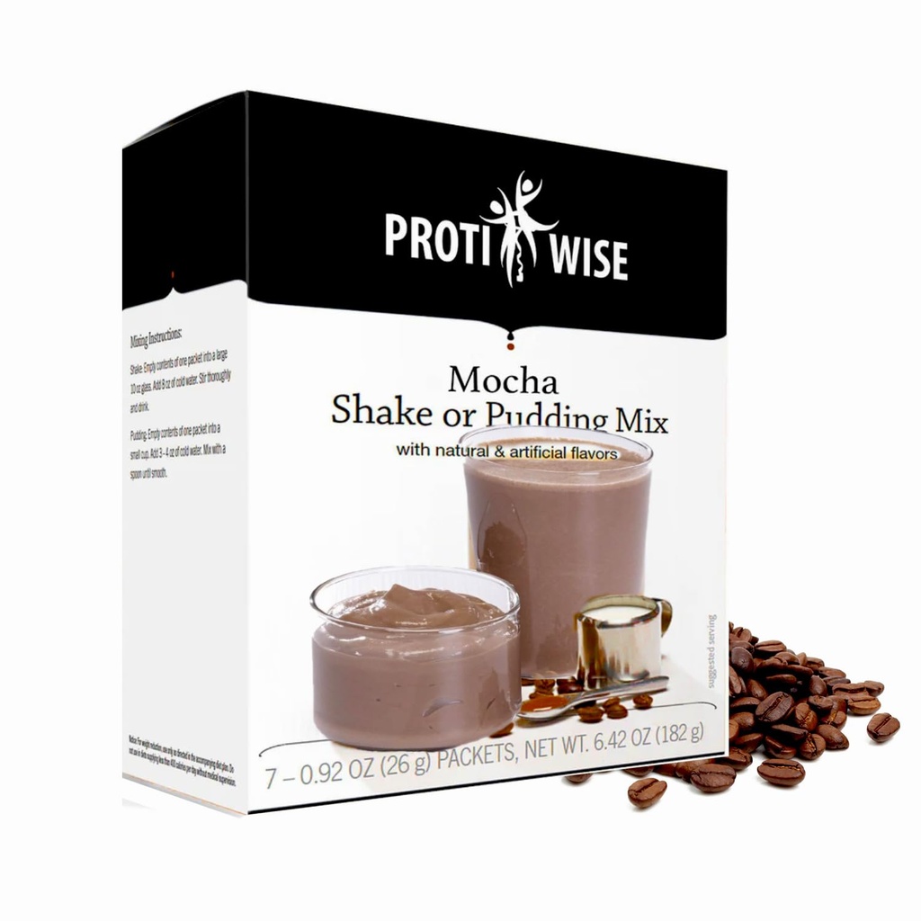 ProtiWise High Protein Shake & Pudding Mix | 15g Protein, Low Fat, Low Calorie, Low Sugar | Gluten Free KETO Diyet | Meal Makyaj Kontrolü | Mocha Flavor | 5/Box