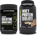 NutraBio Kretine Monohidrat, Unflavored, 300g ve Whey Protein Isolate, Chocolate Peanut Butter, Supplement Sche - Muscle Energy, Lean Muscle growth, Recovery, and Strength