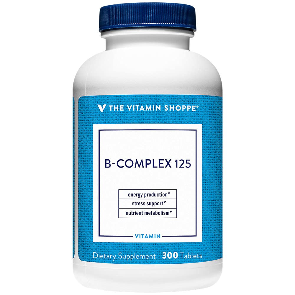 The Shoppe B-Complex 125 - Enerji Üretimi, Nervous System Function & Nutrient Metabolism - Mükemmel B1, B2, B6, B12, Niacin, Folic Acid & Biotin (300 Tablet)