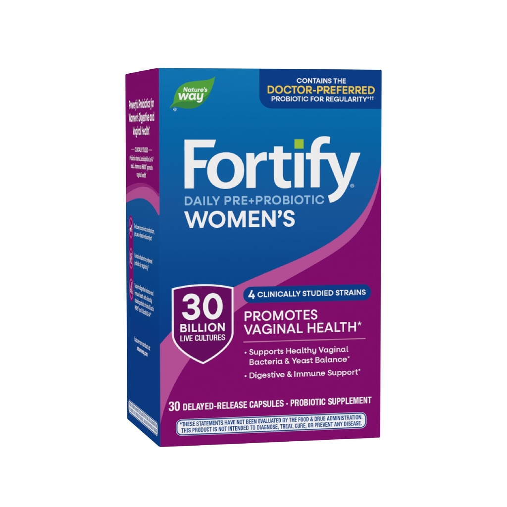 Nature's Way Fortify Women's Probiyotik 30 Milyar CFU, Daily Multi-Strain Probiyotik for Digestive, Vaginal ve Immune Support*, Once-Daily Capsule, No Refrigeration Required, 30 Capsules