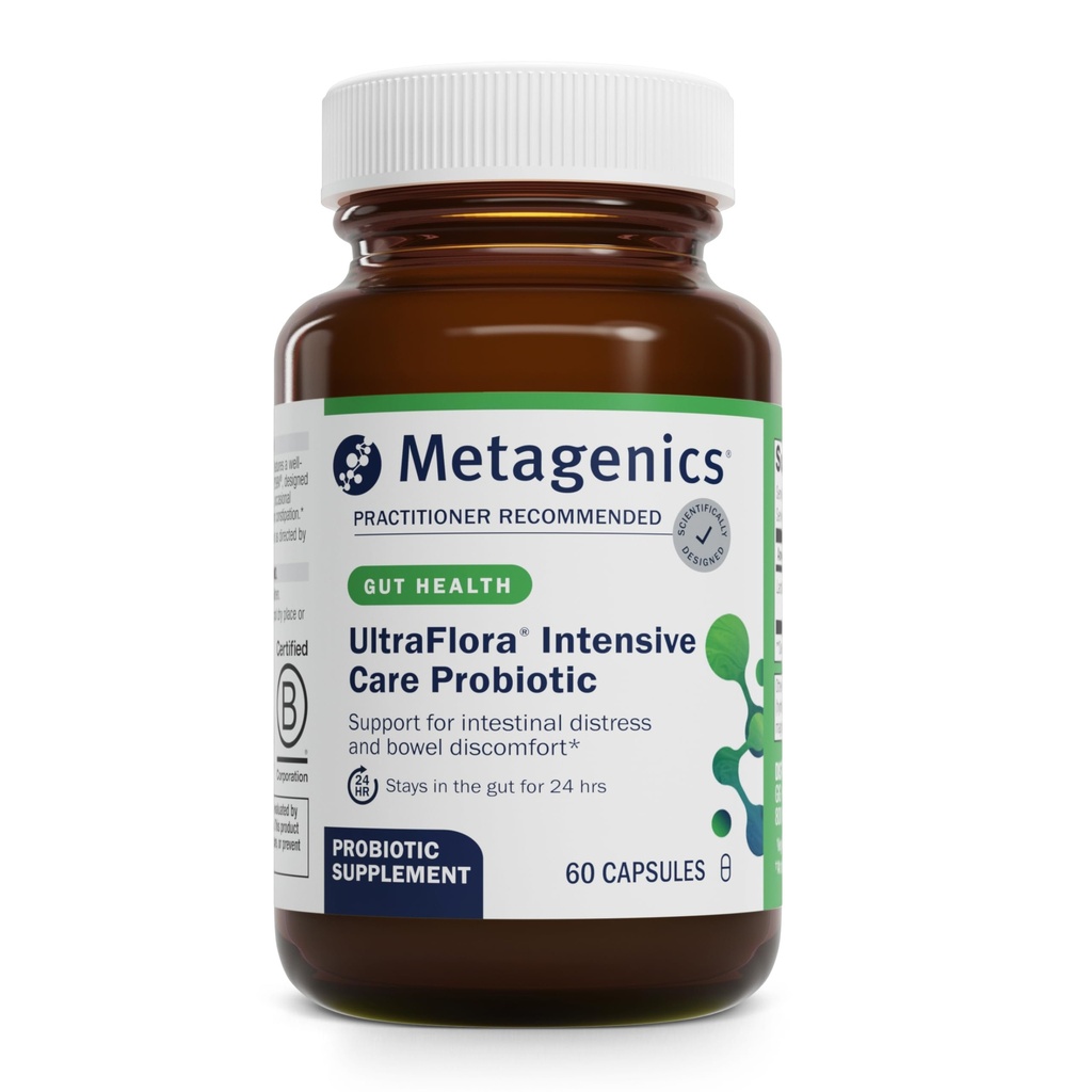 Metagenics UltraFlora Yoğun Bakım Probiyotik - 20 Milyar CFU Klinik olarak Lactobacillus Plantarum 299v* - Destekler Digestive Health & Bowel Regularity* - Gluten-Free, Vegetarian - 60 Capsules