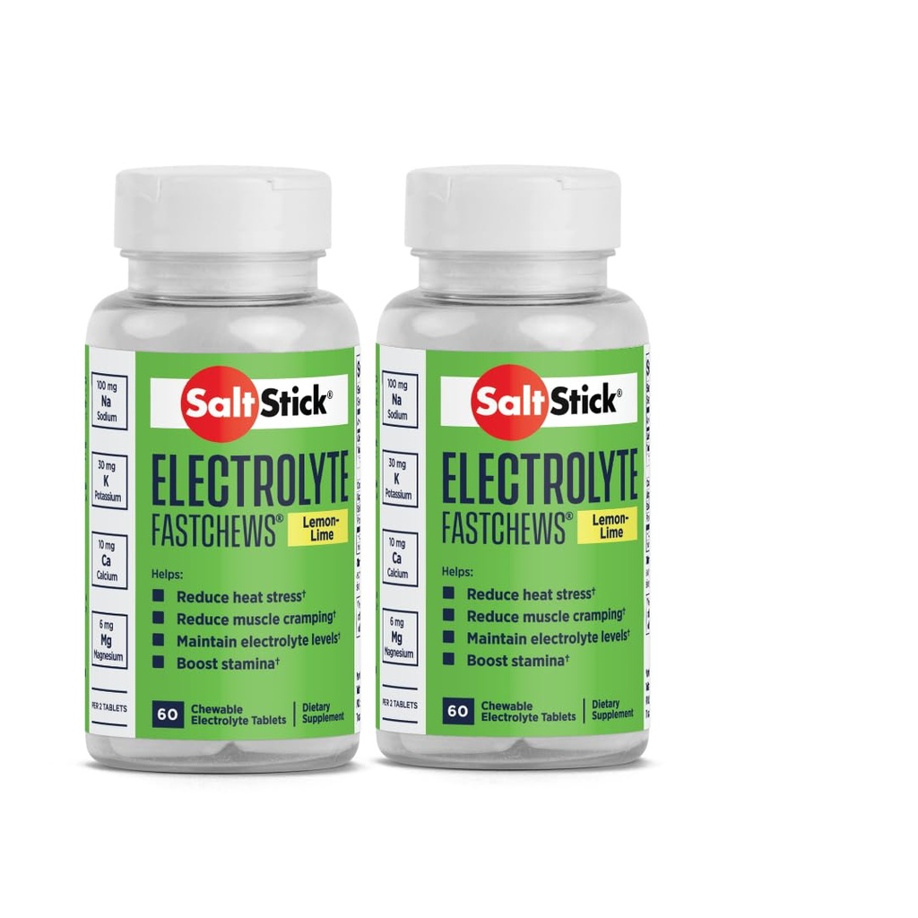 SaltStick Fastchews 60 Kont Electrolyte Change Zesty Lemon Lime 2 Pack (120 Total Tablet)