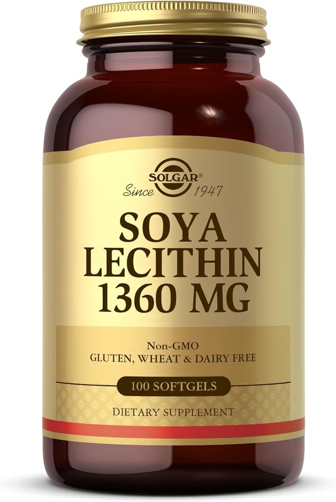 Solgar SOYA Lecithin 1360 mg - 100 Softgels - Choline Kaynağı - Gluten & Dairy Free - 100 Hizmet