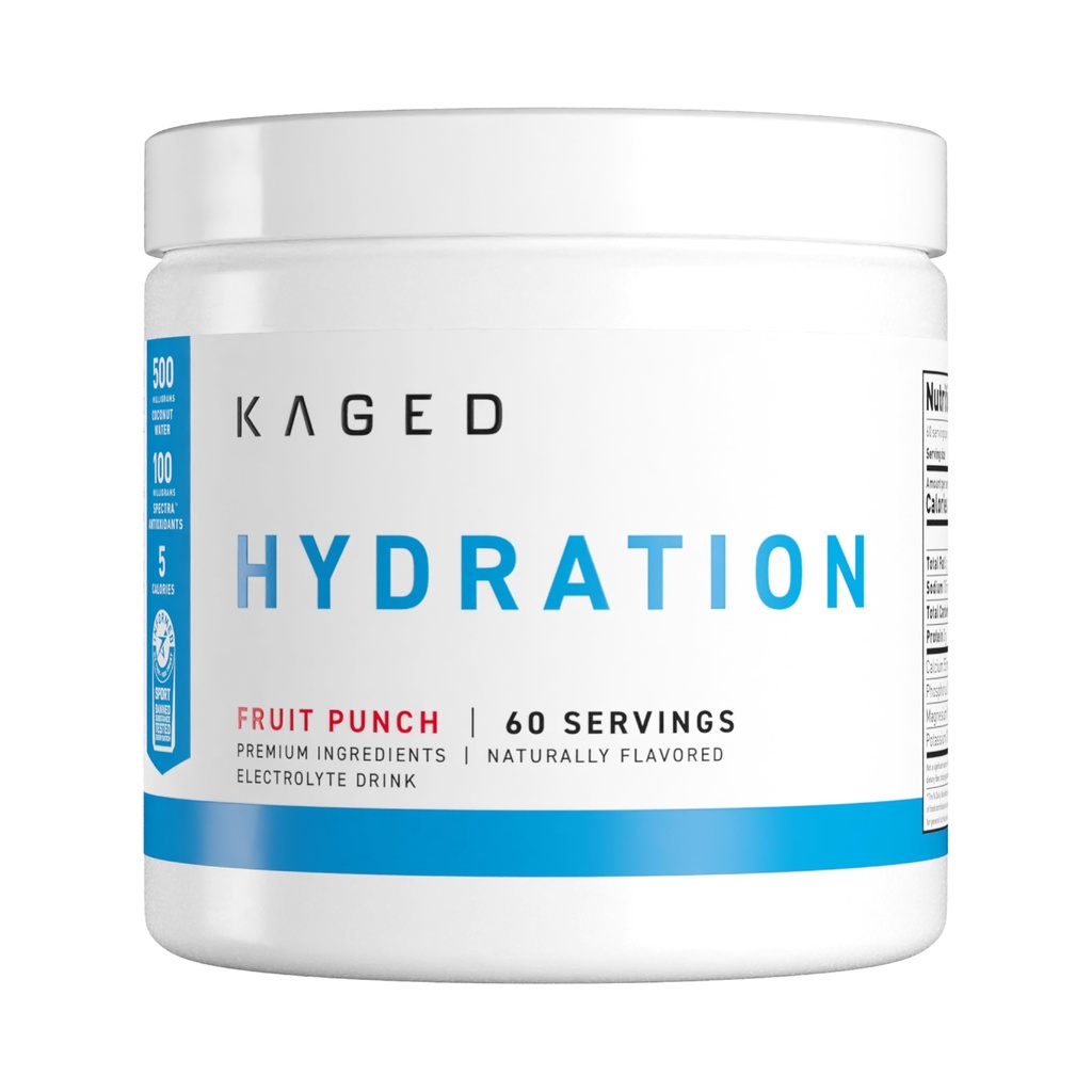 Kaged Hydration Electrolytes Toz | Fruit Punch | Hydra-Charge Sports Drink Mix | Pre, Post, Intra Workout | Low Carb, Vegan, Gluten Free | Supplements for Men & Women | 60 Hizmetler