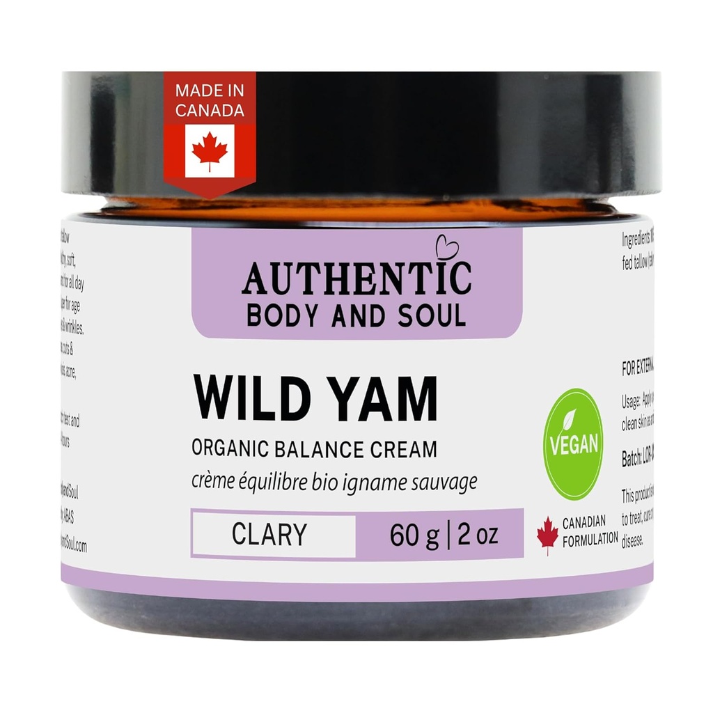 Orijinal Organik Vahşi Yam Root Balancing Cream for Women with Premium Herbal Botanicals, Yam Cream, Wild Yam Skin Care, All Materialss Sertifikalı Vegan (VEGAN Clary Mix)