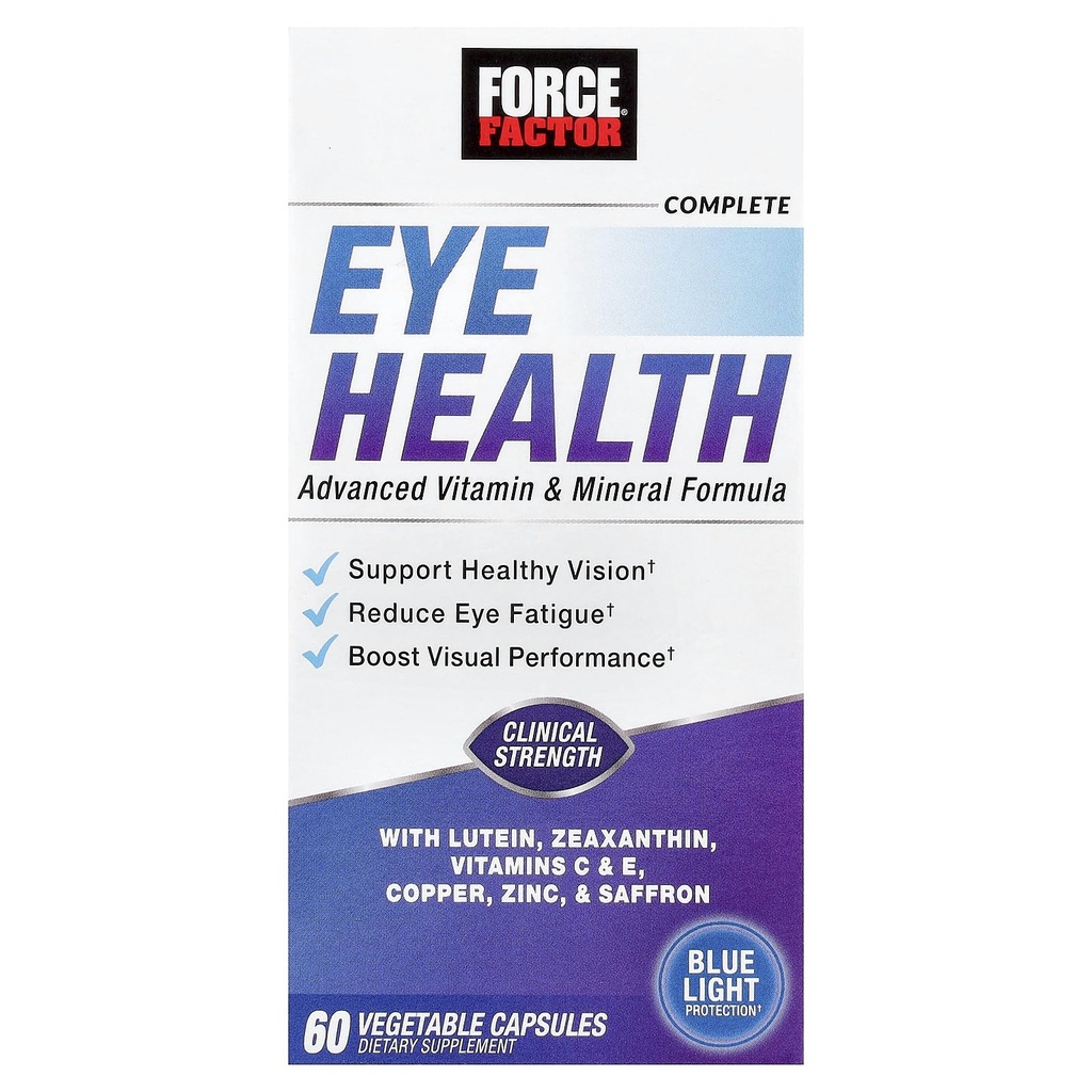 FORCE FACTOR Tamam Eye Health, Klinik Güçlü Göz Vitaminleri Lutein & Zeaxanthin ile Vizyon, Göz Fonksiyonu ve Blue-Light Protection, Eye Health Supplements for Yetişkinler, 60 Capsules