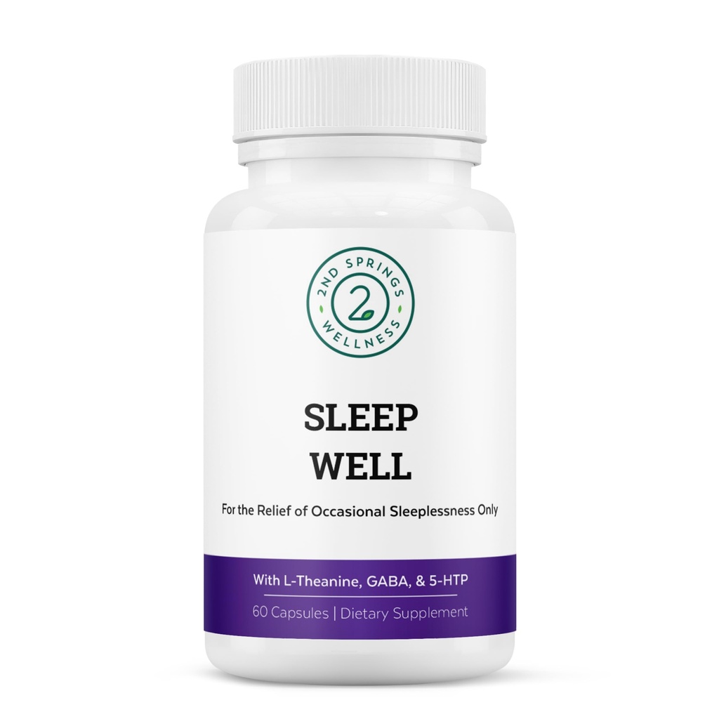 Sleep Well Calmness & Relaxing Support Formula - Magnezyum, L-Theanine, GABA ve Melatonin - Gelişenler Rahatlama + Sağlıklı Uyku Desenleri - 60 Capsules