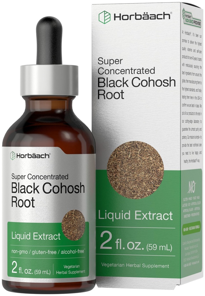 Horbäach Black Cohosh Root Tincture | 2 fl oz | Sıvı Tür | Alkol Free Herb Drops | Vegetarian | Non-GMO, Gluten Free Supplement Supplement