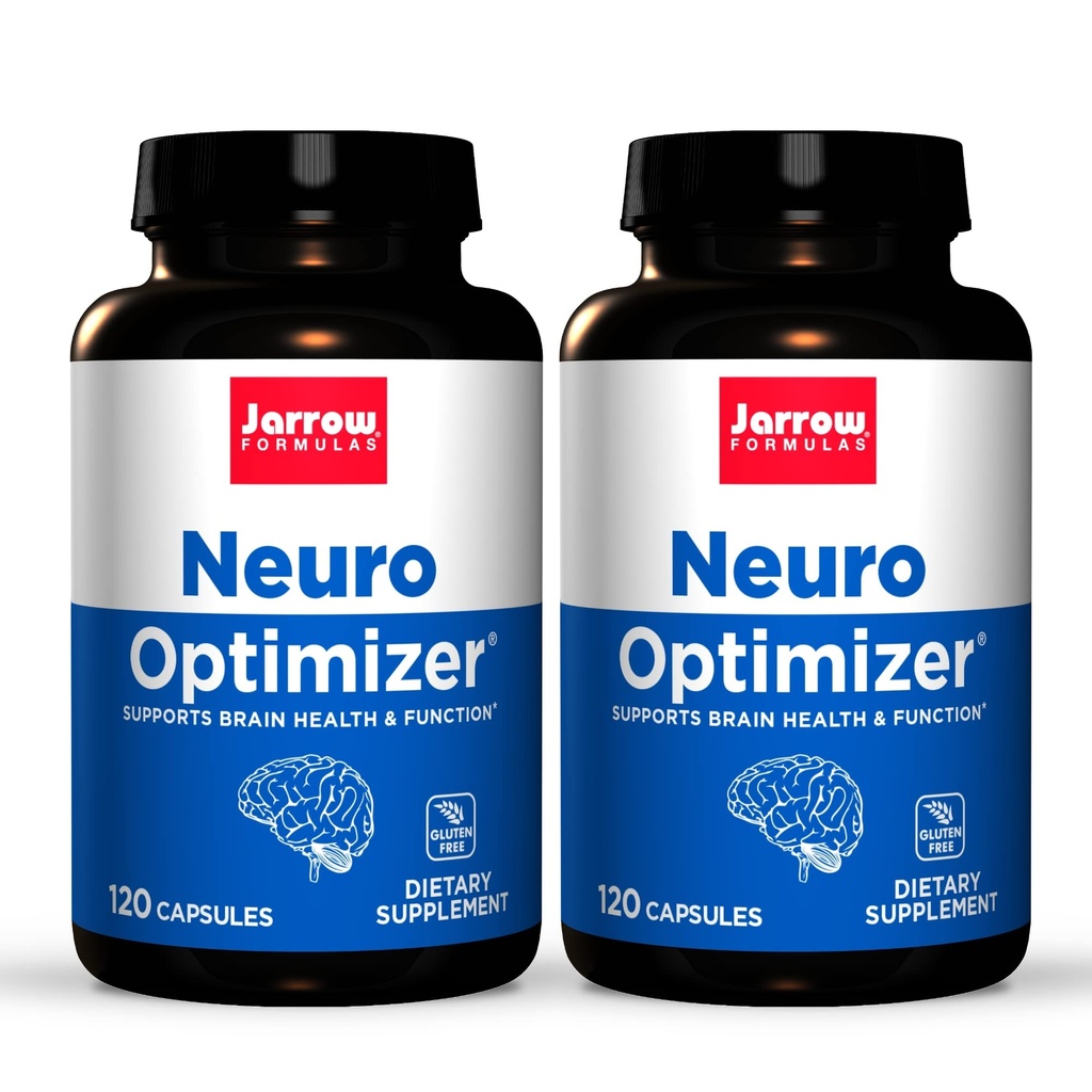 Jarrow Formulas Neuro Optimizer - 120 Capsules, 2 - Beyin Sağlığı ve Antioksi Desteği Paketi - 7 Neuro Nutrients - Gluten Free - 60 Toplam Hizmetler