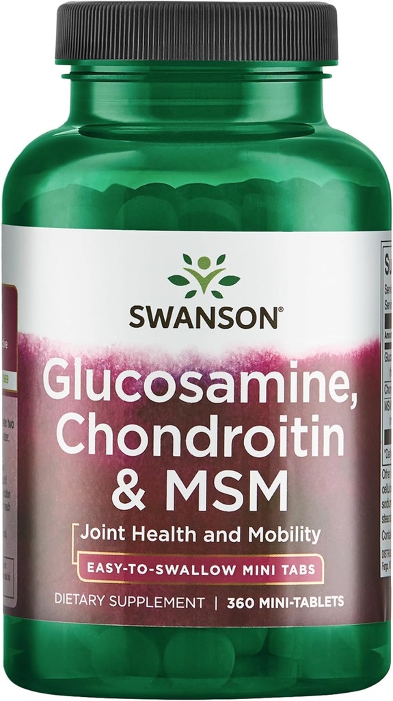 Swanson Mini-Tabs Glucosamin Chondroitin & Bayan Ortak Hareketlilik Flexability Comfort Cartilage Connective Tound Health Support 750/600/300 Milligrams 360 Tabs