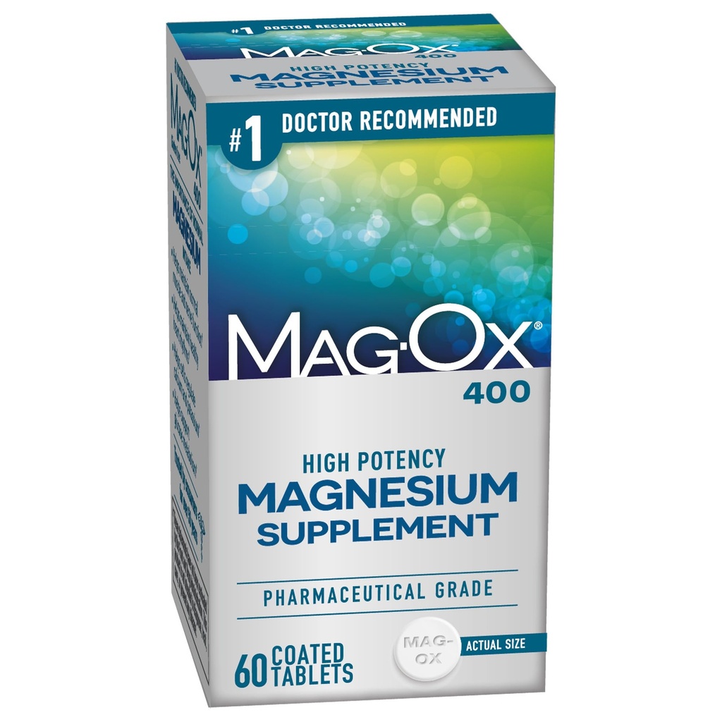 Mag-Ox 400 Magnezyum Tamam, Farm Grade Hoffman Magnezyum 482 mg Per Dose, 60 Tabletler