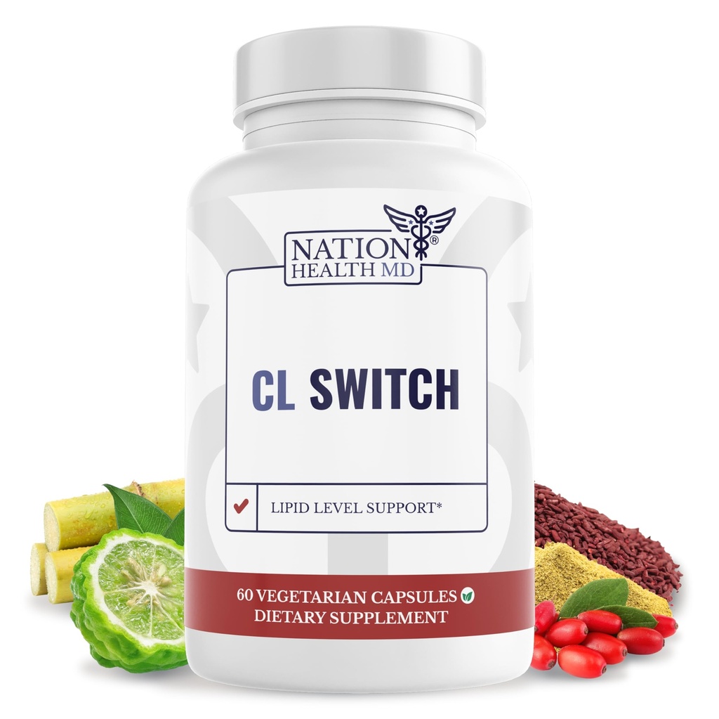 CL Switch – Heart Wellness Supplement – Sağlıklı Cholesterol Seviyeleri ve Kan Baskısı Zaten Normal Ortada * – Citrus Bergamot, Berberine, Red Yeast Rice – 60 Capsules