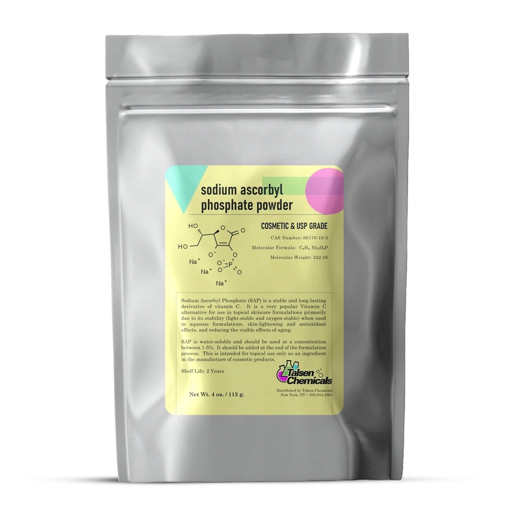 sodyum Ascorbyl Phosphate SAP Toz - Optik Vitamin C Derivative, Antioksi for DIY Skin Care (4 Ounce / 113g)