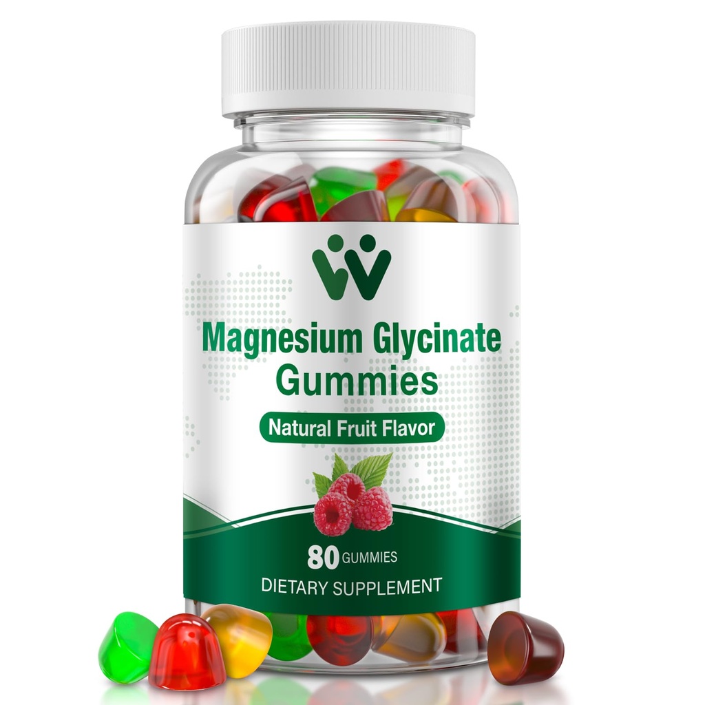 Magnezyum Glycinate Gummies 400 Mg, Sugar-Free Magnezyum Gummies for Kids and Yetişkinler with L-Threonate,dis & Vitamins B6+D3, 80 Count Magnezyum Glycinate Gummy Karma Meyve Flavors
