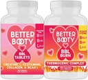 Angry Supplements Better Booty Women's Tinatine BBL Combo: BBL Tabletler (90ct) w. Kretine, Glutamine, BCAA's, Collagen + BBL Burn Termogenic Capsules (120ct)