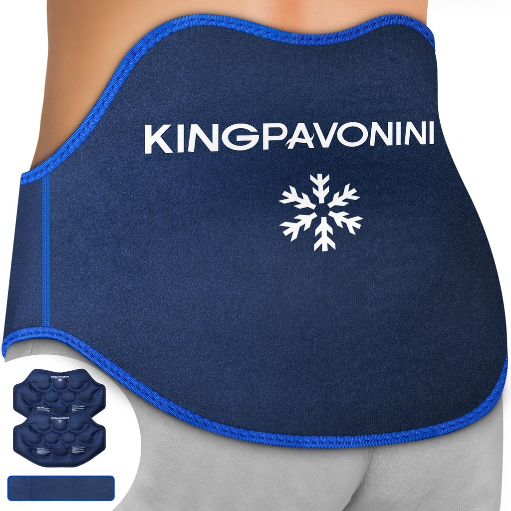 KingPavonini Ekstra Büyük Buz Paketi Back Pain Relief with Extension Raf, 2 Pack Reusable Lower Back Gel Buz Paketi Lumbar Cerrahisi, Scia, Herniated Disc, Coccyx Pain, Cold/Hot Therapy