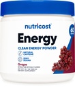 Nutricost Energy Drink Toz (Grape) (60 Hizmet) - Pre Workout Supplement with Natural Flavors - Non-GMO, Gluten-Free-GMO, Gluten-Free-GMO)