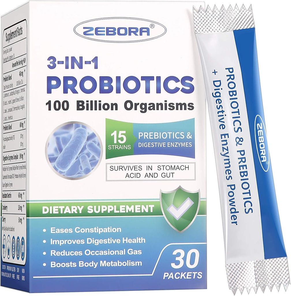 Kadınlar ve Erkekler için Probiyotikler - 100 Milyar Artı Digestive Enzymes & Prebiyotikler, En Yüksek Potency 3-in-1 Digestive Health için Probiyotikler, Immune Support