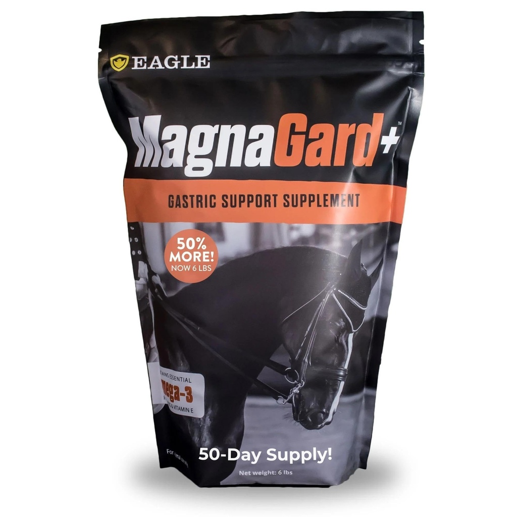 Plus Gastrik Support Supplement for Horses with Omega 3s | Relieves Ulcers, Calming Supplement, Magnezyum & Other Vital Minerals | Toz, 6 Pound Bag, 45-Day Supply | Eagle Equine