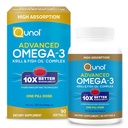Qunol Advanced Omega 3 Krill ve Fish Oil Kompleksi, 10x Better Bioavailability, One Pill Dose, 250 mg EPA & DHA, Supports Brain, Eye, Heart and Joint Health, 90 Count (Pack of 1)