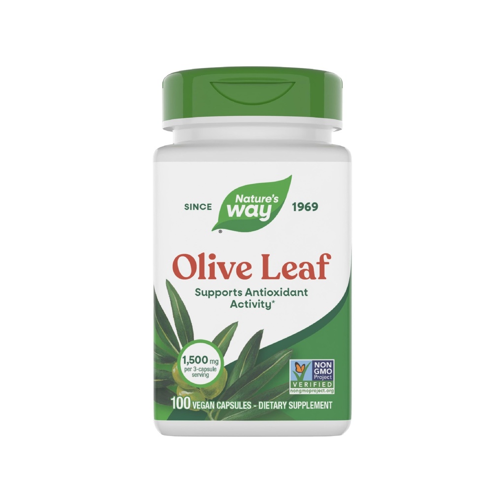 Nature's Way Olive Leaf - 3Capsule başına 1.500 mg - Antioksi Activity* - Olive Leaf Herbal Capsules - Non-GMO Project TY - Gluten Free - 100 Vegan Capsules