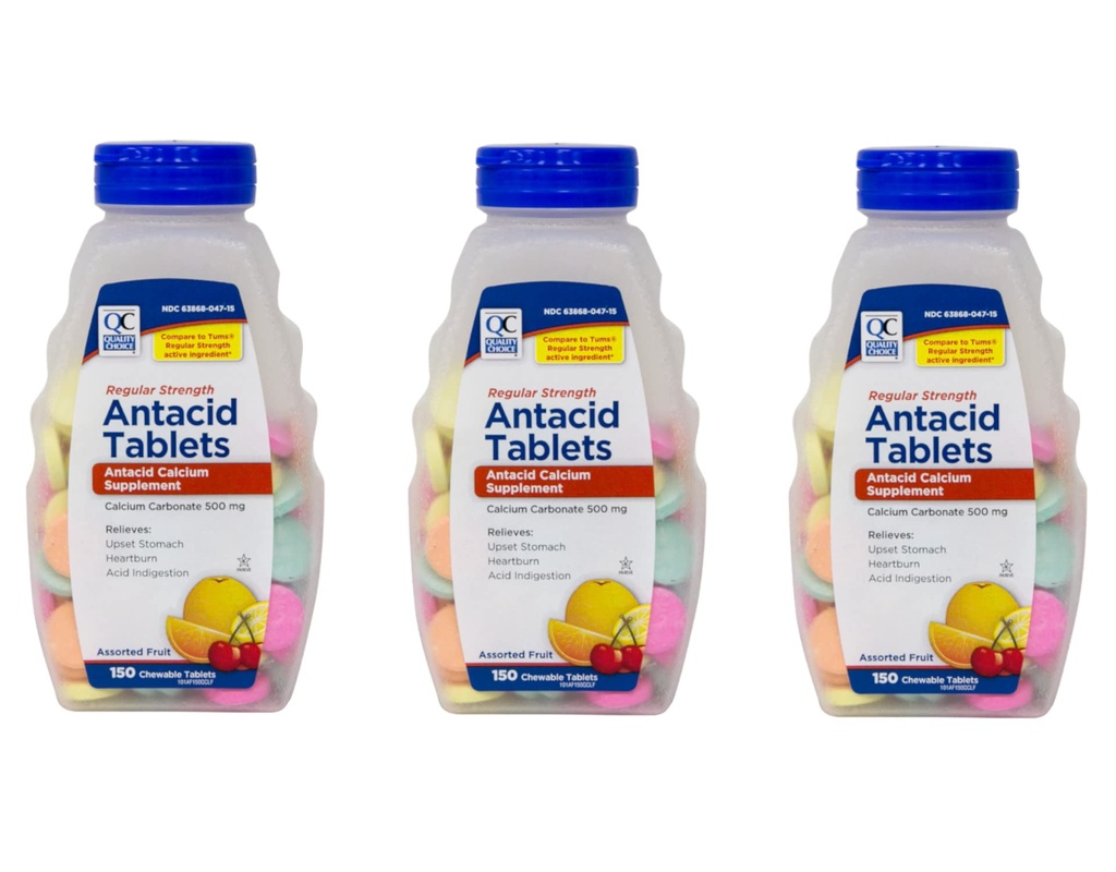 Kalite Seçenekleri Düzenli Kuvvetli Çelik Karbonat 500 mg Antacid Chewable Tabletler, 150 Kont - 3 Paket