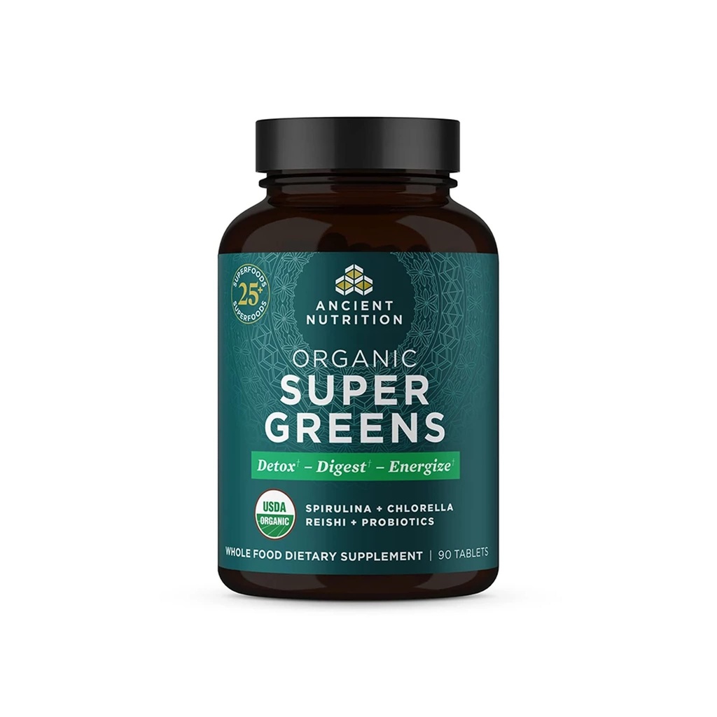 Eski Beslenme Super Yeşilleri Probiyotikleri, Organik Superfood Tabletleri Spirulina, Chlorella, Moringa ve Resilient Probiyotik, 30 Hizmet, 90 Count Count Count