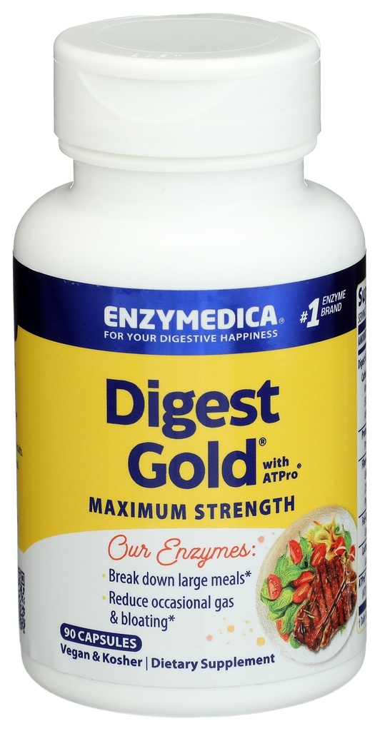 Enzymedica Digest Gold + ATPro, maksimum Güçlü Digestive Enzymes, Instant Bloating Relief için büyük Meals'a yardım et, 90 Count