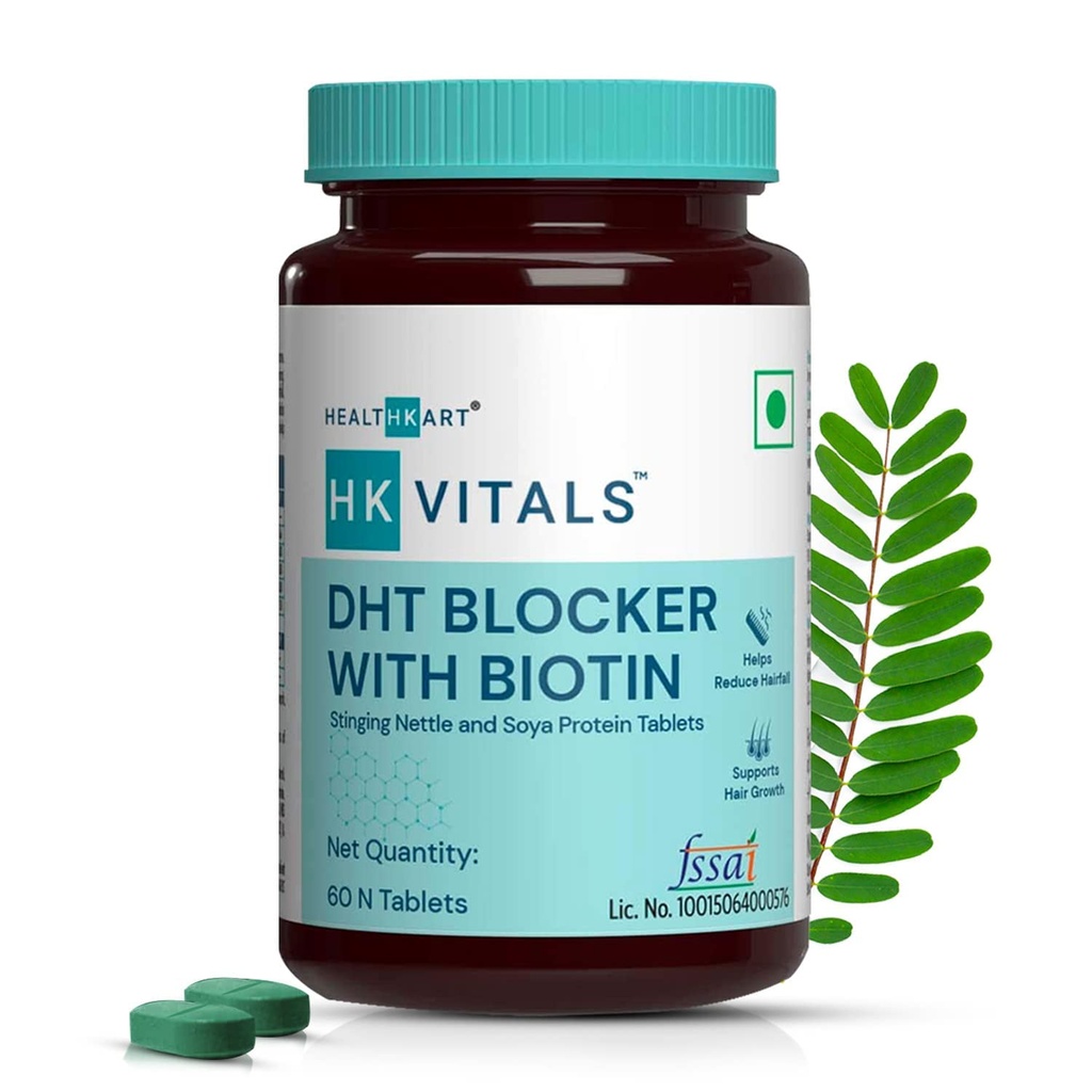 HK Vitals FB Blocker, Biotin, Stinging Nettle ve SOYA proteini ile, Saç Sonbaharını Azaltıyor, Stimulates Saç Büyümesini Azıyor, 60 Tabletler