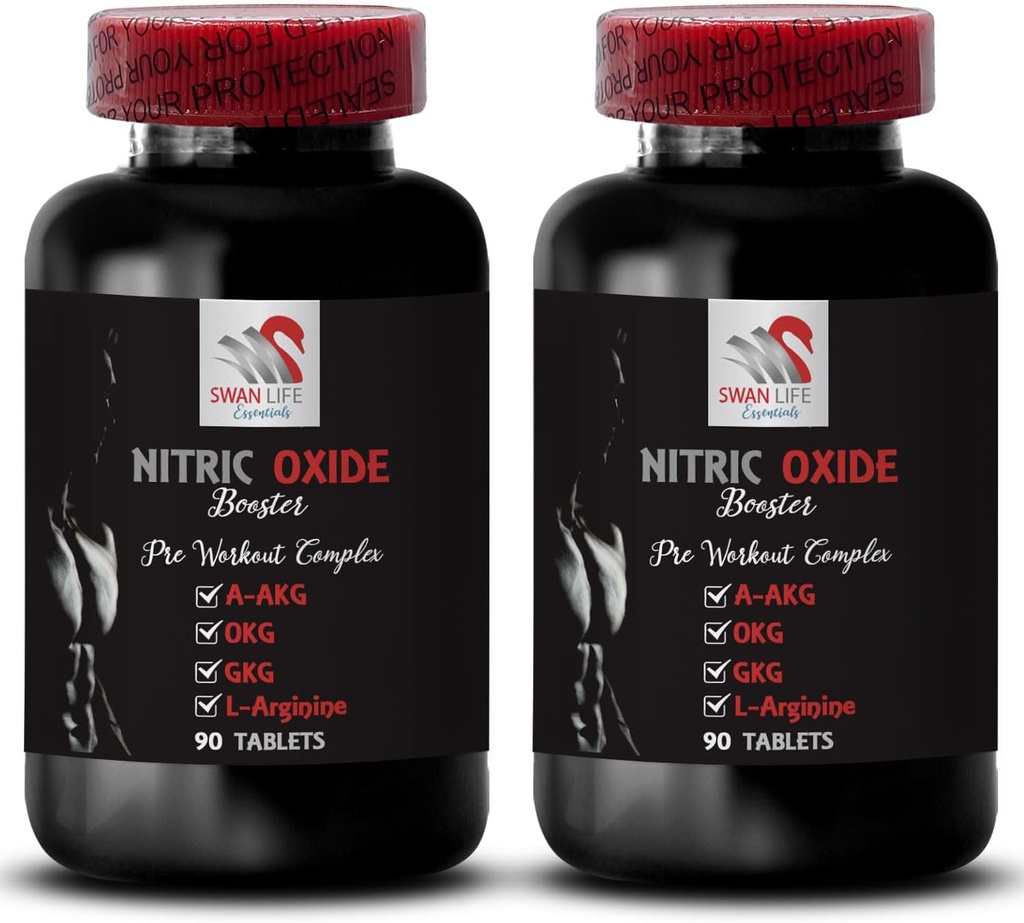 Kalsiyum alfa-ketoglutarate - NITRIC OXIDE BOOSTER - Nitrik oksit tozu L-arginine, Kas pompası, Güçlü eğitim, Egzersiz gücü, Athletic desteği, GKG takviyesi 2 Şişe 180 Tablet