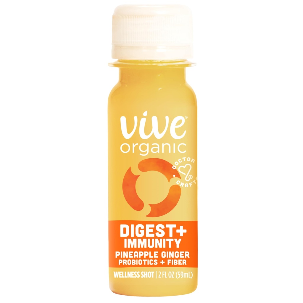 Vive Organic Digest + Immunity Pineapple Ginger Wellness Shot, 2 fl oz Şişe