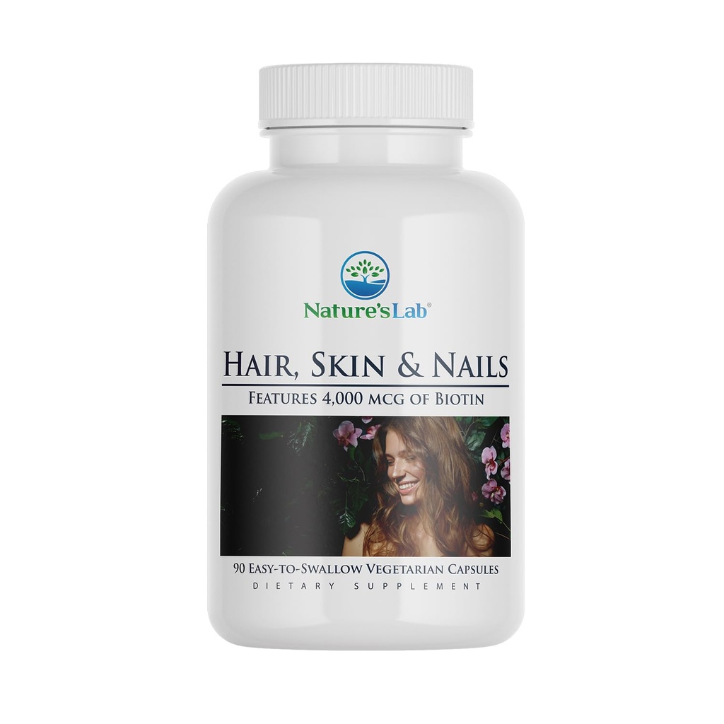 Nature's Lab Hair Skin and Nails - Biotin, BCAA, MSM, Vitamin Kompleksi - 90 Ct (90 Day Supply)