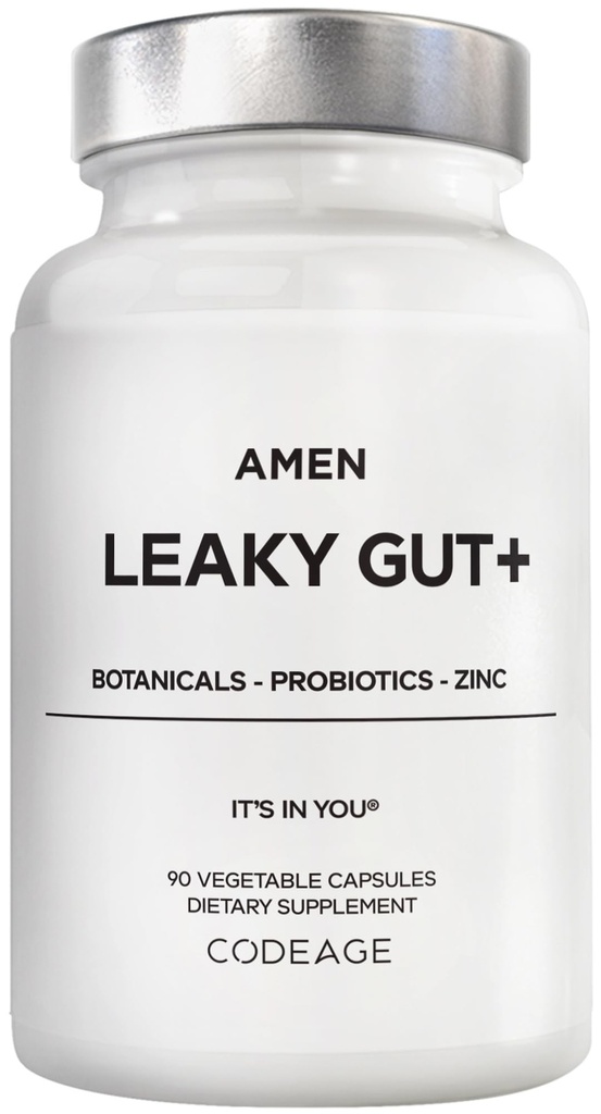 Amen Leaky Gut Supplement - Bio available L Glutamine, çinko, Turmeric, DGL Licorice Root - Marshmallow Root - Probiyotiks & Fermented Prebiyotiks - Vegan, Non-GMO - 90 Capsules