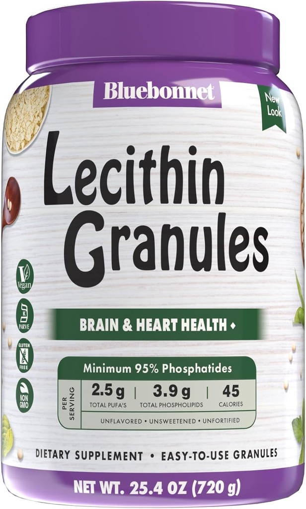 Bluebonnet Beslenme Super Earth Lecithin Granules, Non-GMO Soy, Gluten-Free, Non-GMO, Vegan, Kosher sertifikalı, No Sugar Eklenmedi, 25.4 oz, 96 Hizmetler