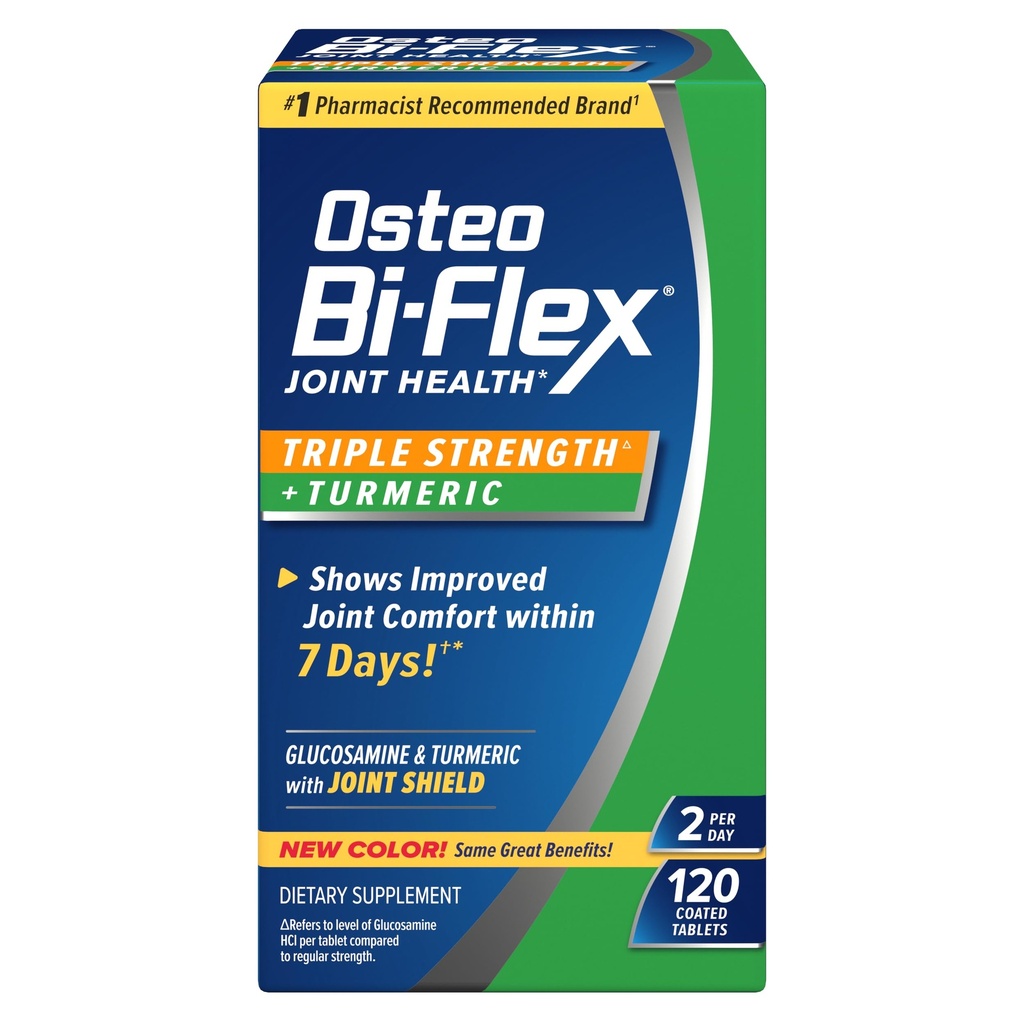 Osteo Bi-Flex Glucosamine Triple Strength Plus Turmeric Supplement with Curcumin for Joint Support and Range of Motion, 60 Day Supply, 120 Tablet, Ortak Sağlık Beslenme Supplements, Ortak Sağlık Beslenme Tamamları