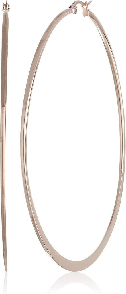 Essentials Gold Plated veya paslanmaz Steel Flattened Hoop Earrings