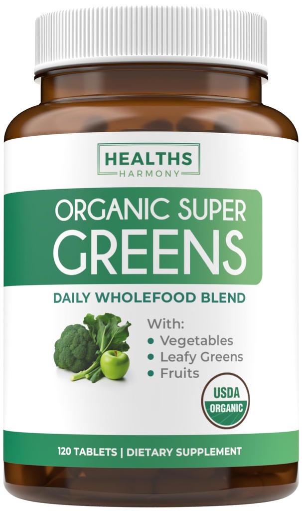 USDA Organik Super Greens Supplement - Organik Yeşiller Meyveleri ve Sebze Eksileri ile 28 Superfood Kompleksi ile Yetişkinler için Eksileri Herbs & More - Vegan & Non-GMO (Up to 2 Ay Supply)