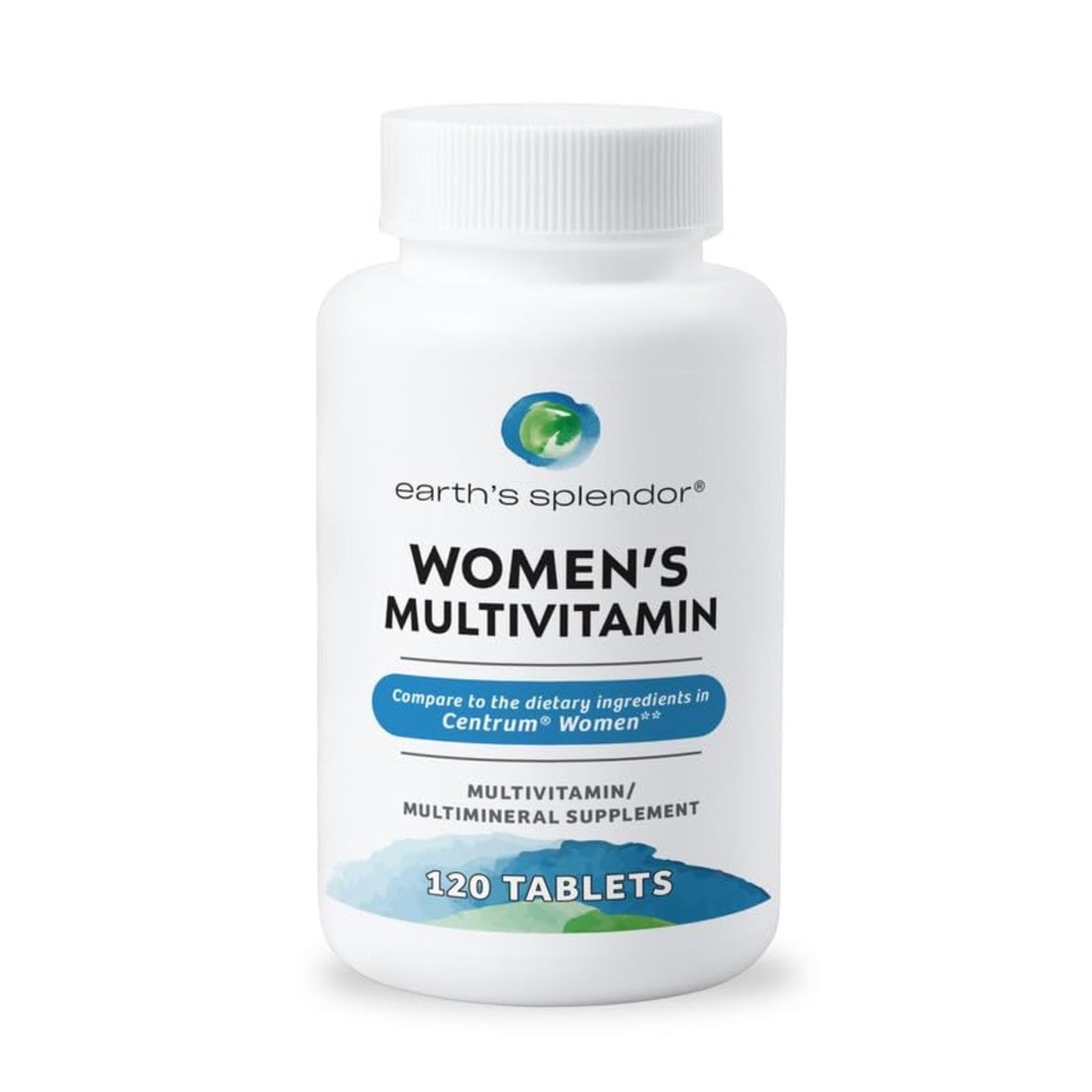 Earth's Splendor Women's Multivitamin, Overall Wellness Support, Multimineral Supplements, Helps Support Metabolism, Vitamin B12, Vitamin A, C, D, E, K, B6, Biotin (120 Immune Support Tablets)