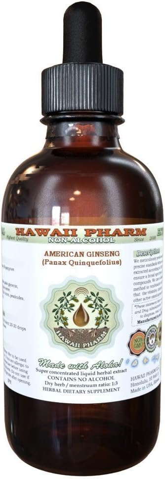 Amerikan Patenti Alkol Özgür Ölçeği, BTC (Panax Quinquefolius) Kuru Kök Glycerite Hawaii Pharm Natural Herbal Supplement 4 ozz