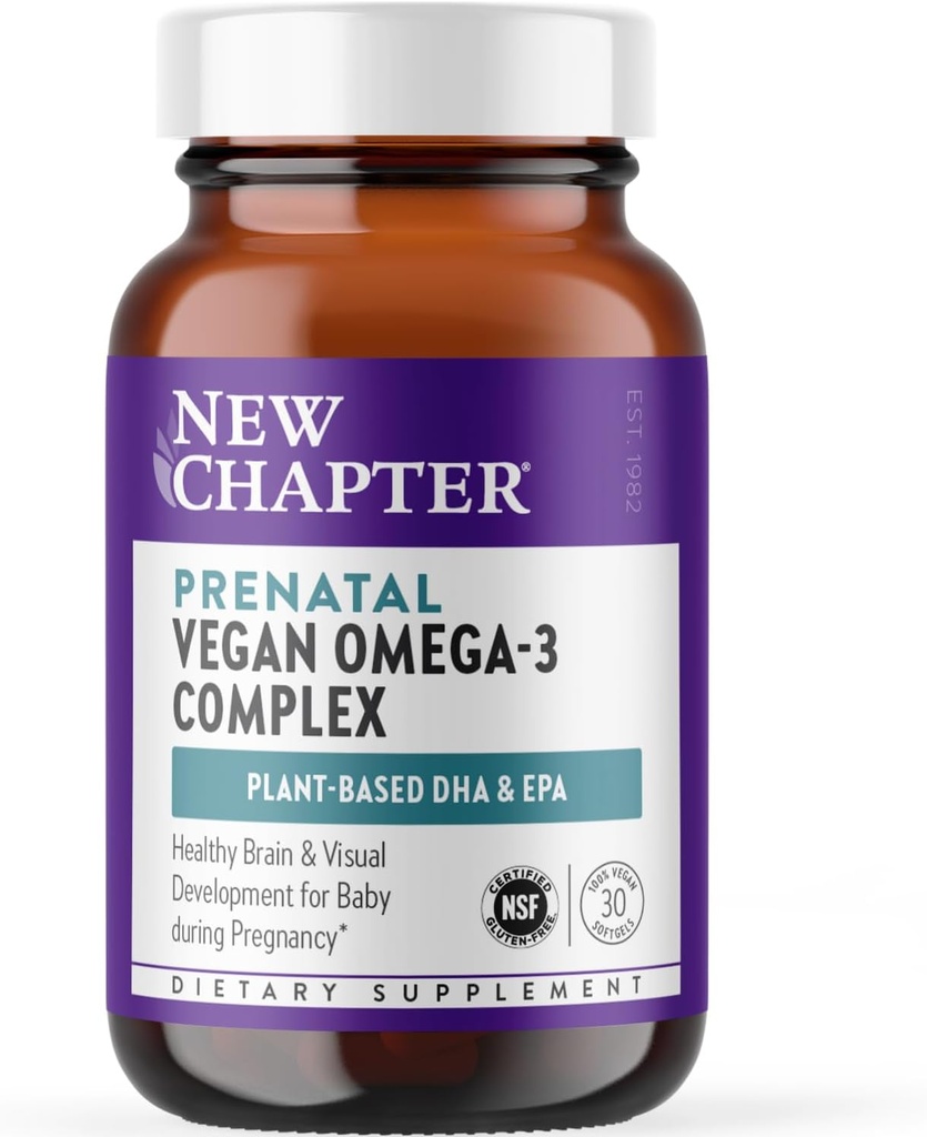 Yeni Bölüm Vegan Prenatal DHA, EPA ve DPA Supplement - Prenatal Vegan Omega-3 Hamilelikte Sağlıklı Beyin ve Göz Gelişimi için Kompleks - 30 Softgels