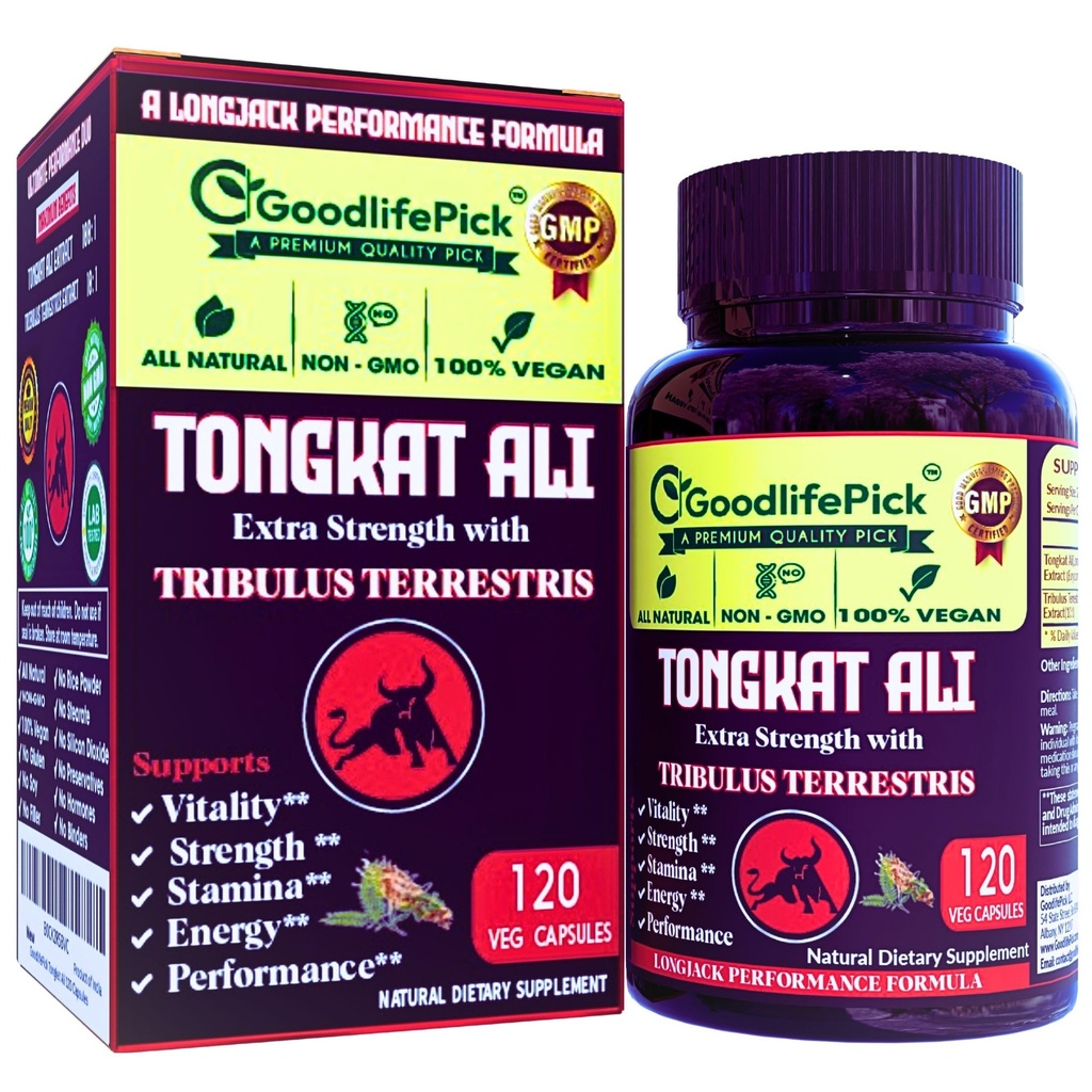 Ekstra Güçlü Tongkat Ali, Tribulus Terrestris ile. Güçlü (100:1) Longjack/Tongkat Ali Çeviri. 120 Veg Capsules Tongkat Ali for Men.All Natural, Non-GMO,Vegan, No Stearate, No Rice Toz Toz Toz